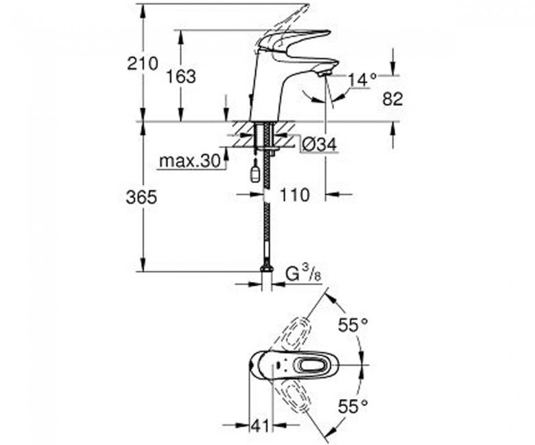 Змішувач для раковини Grohe Eurostyle, одноважiльний (33557003) Фото - 1