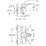 Змішувач для душу Grohe Eurostyle, одноважiльний  (33590003) Фото - 1