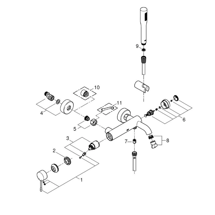 Смеситель для ванны Grohe Essence New с душевым гарнитуром, хром (33628001) Фото - 2