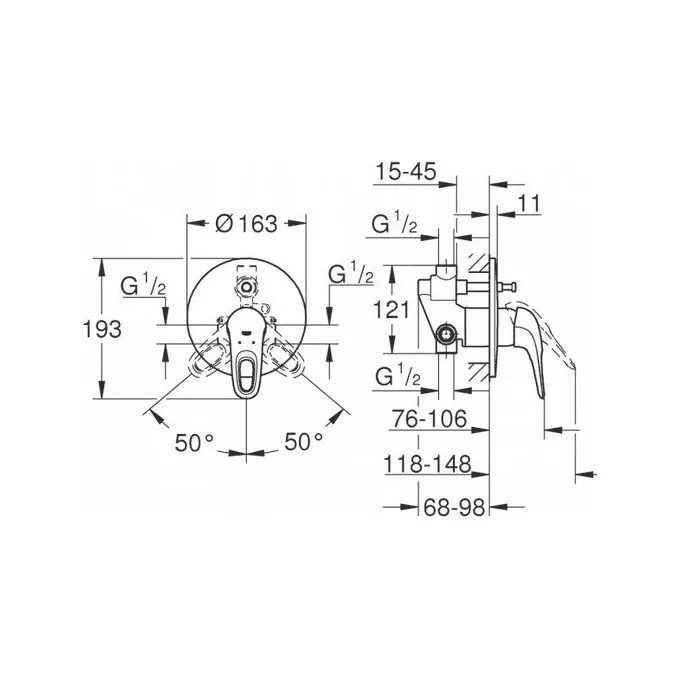 Змішувач прихованого монтажу для душу Grohe Eurostyle для двох споживачів (33637003) Фото - 1