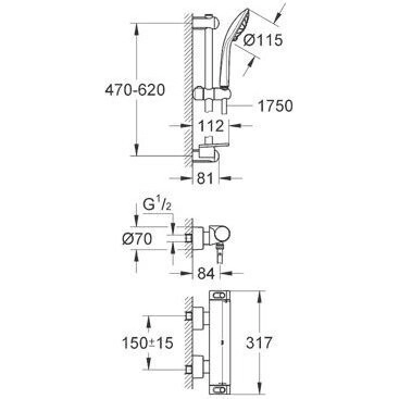 Термостат для душу Grohe Grohtherm 2000 з душовим гарнітуром Euphoria Фото - 1
