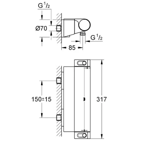 Термостат для душа с полочкой Grohe Grohtherm 2000 NEW (34469001) Фото - 1