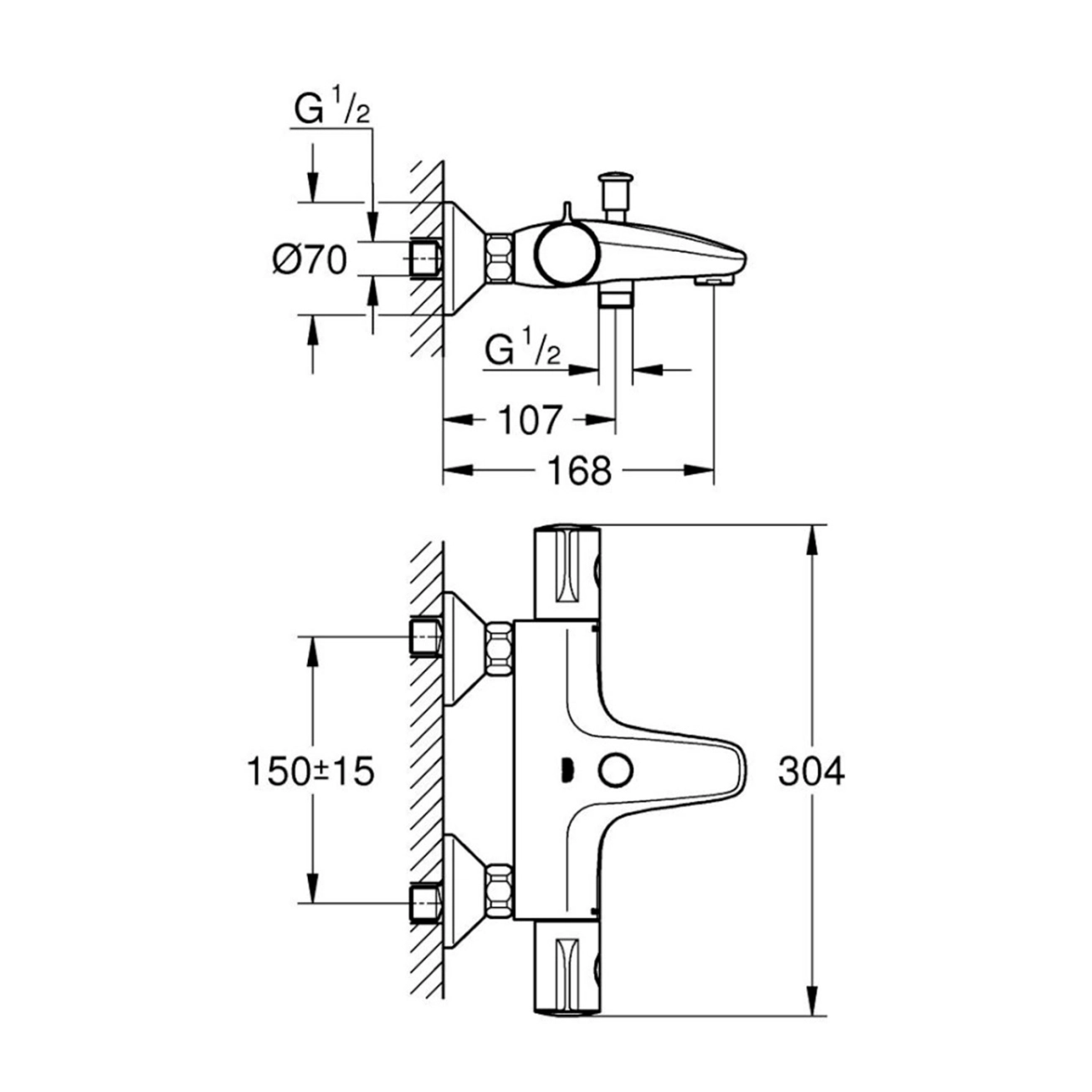 Смеситель термостатический для ванны Grohe Grohtherm 800 34567000 Фото - 1