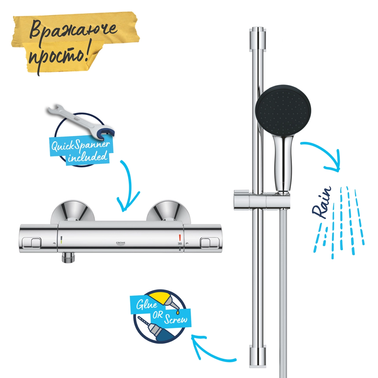 Смеситель термостатический для душа Grohe QuickFix Precision Start 34597001 Фото - 5