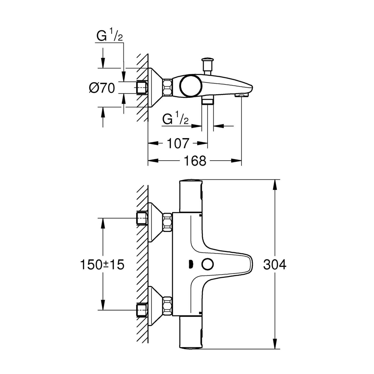 Змішувач термостатичний для ванни Grohe QuickFix Precision Start 345982430 Фото - 1