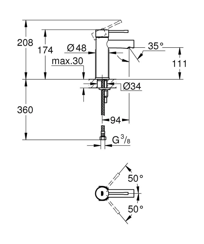 Змішувач для умивальника Grohe Essence New S-Size, хром (34813001) Фото - 2