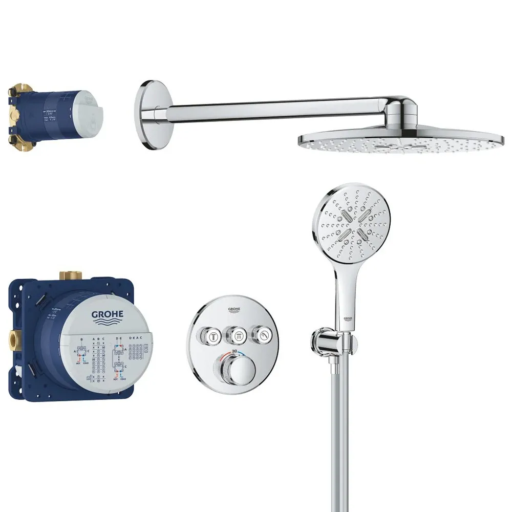 Душова система прихованого монтажу на 3 виходи з термостатом Grohe Grohtherm SmartControl 34863000