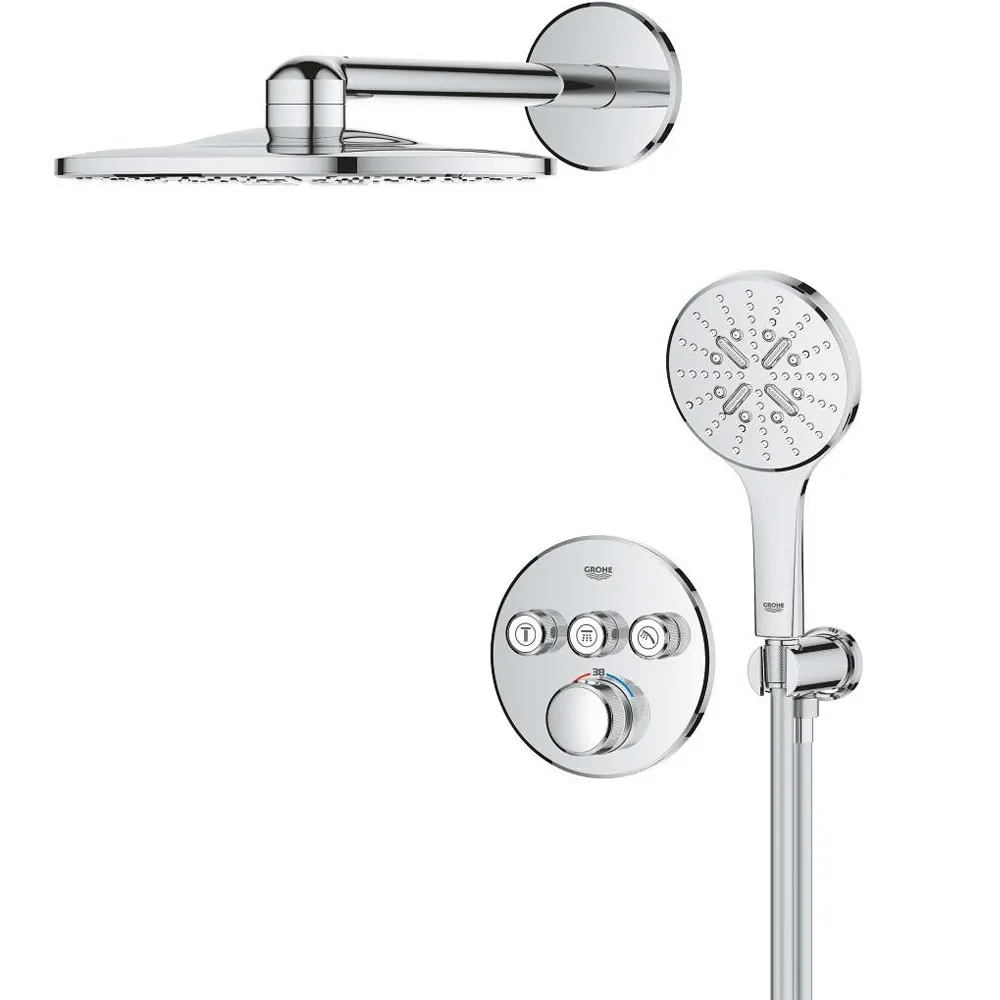 Душова система прихованого монтажу на 3 виходи з термостатом Grohe Grohtherm SmartControl 34863000 Фото - 1