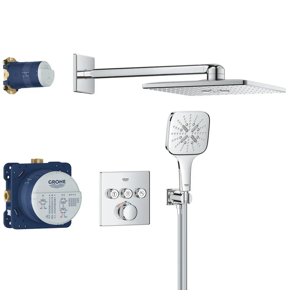 Душевая система скрытого монтажа на 3 выхода с термостатом Grohe Grohtherm SmartControl 34864000