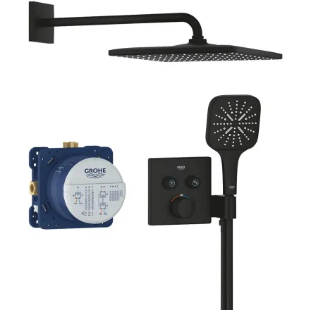Душова система прихованого монтажу з термостатом Grohe Grohtherm SmartControl, чорний матовий 34865KF0
