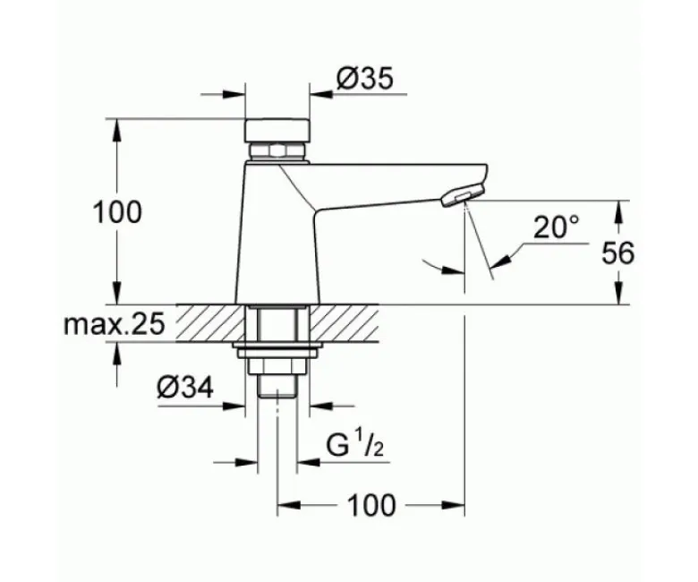 Смеситель для раковины Grohe Euroeco Cosmopolitan S, автоматический (36265000) Фото - 1