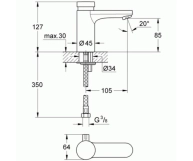 Змішувач автоматичний для раковини Grohe Eurosmart Cosmopolitan T (36317000) Фото - 1