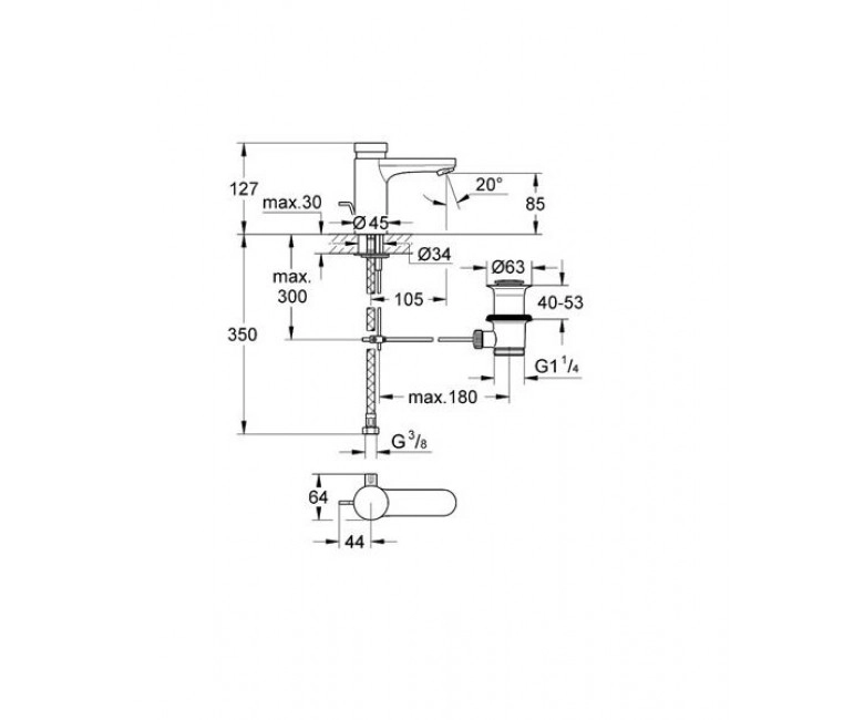 Змішувач для раковини автоматичний Grohe Eurosmart Cosmopolitan E, хром (36318000) Фото - 1