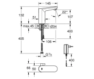 Змішувач для умивальника електронний Grohe Eurosmart Cosmopolitan E з адаптером 100-230V, хром, аналог 36325001 (36325002) Фото - 1