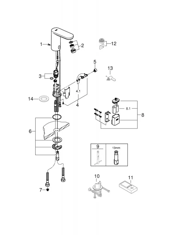 Змішувач для умивальника Grohe Eurosmart Сosmopolitan E, сенсорний, хром (36330002) Фото - 2