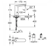 Смеситель для умывальника Grohe Eurosmart L-Size Cosmopolitan E 6V, хром (36422000) Фото - 1