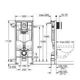 Інсталяція для унітазу Grohe Rapid Solido (388112430) з панеллю змиву Even чорна матова Фото - 1