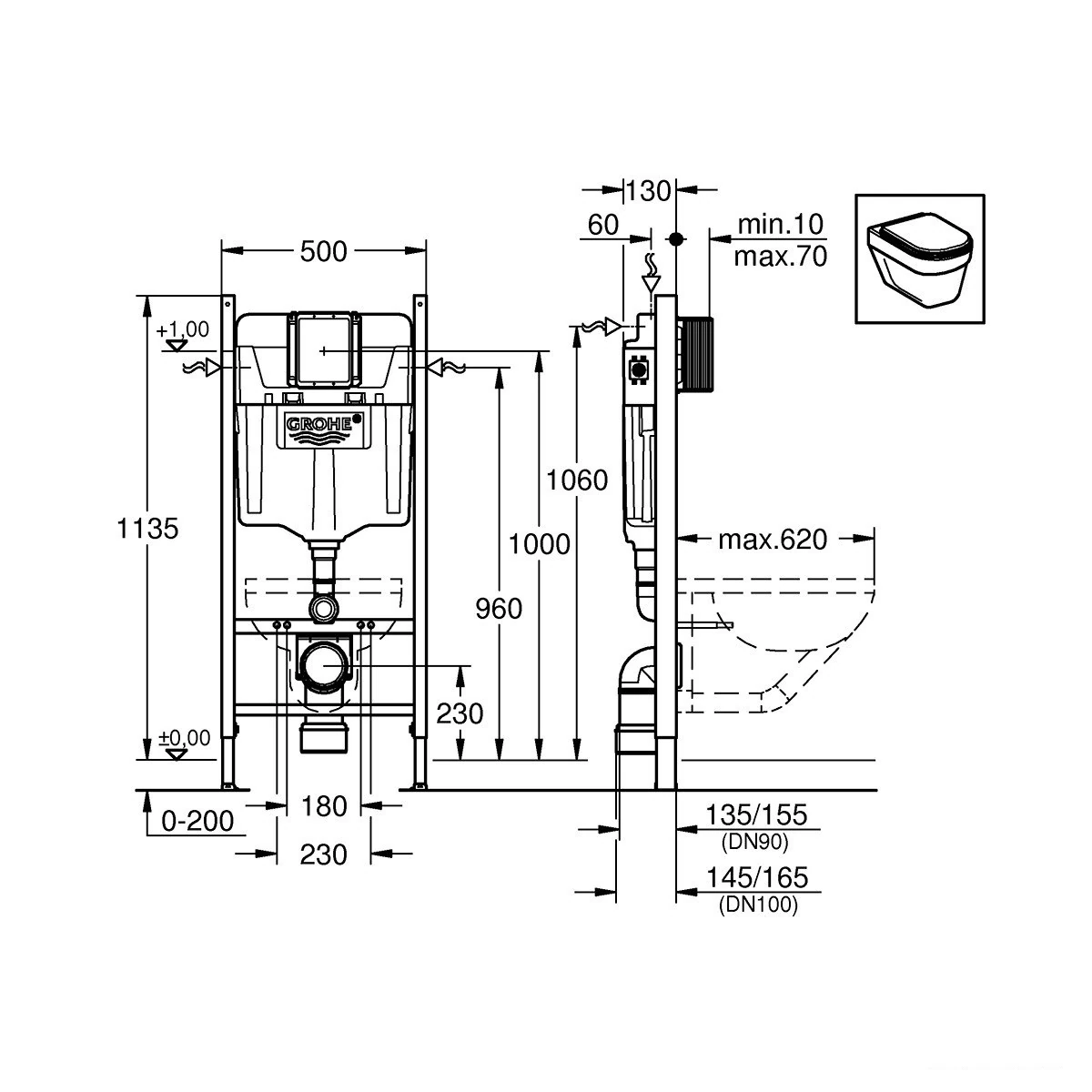 Інсталяція для унітаза Grohe Rapid SL (38840000) Фото - 1