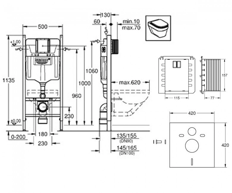 Інсталяція для унітаза Grohe Rapid SL (3884000S) Фото - 1