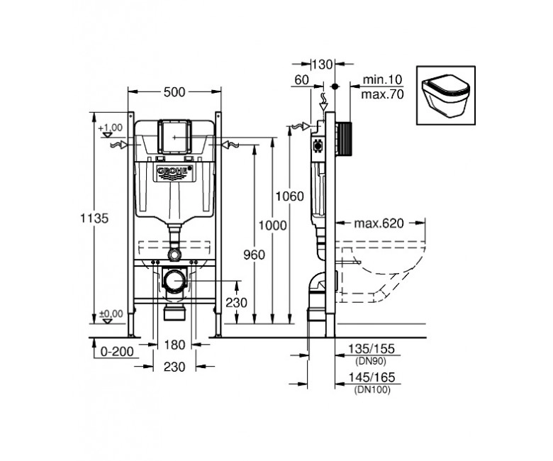 Инсталляция для унитаза Grohe Rapid SL (388400WG) Фото - 1