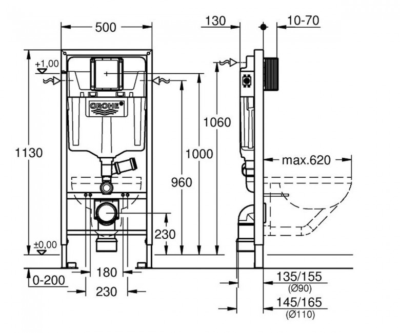 Инсталляция для подвесного унитаза Grohe Rapid SL (39002000) Фото - 1