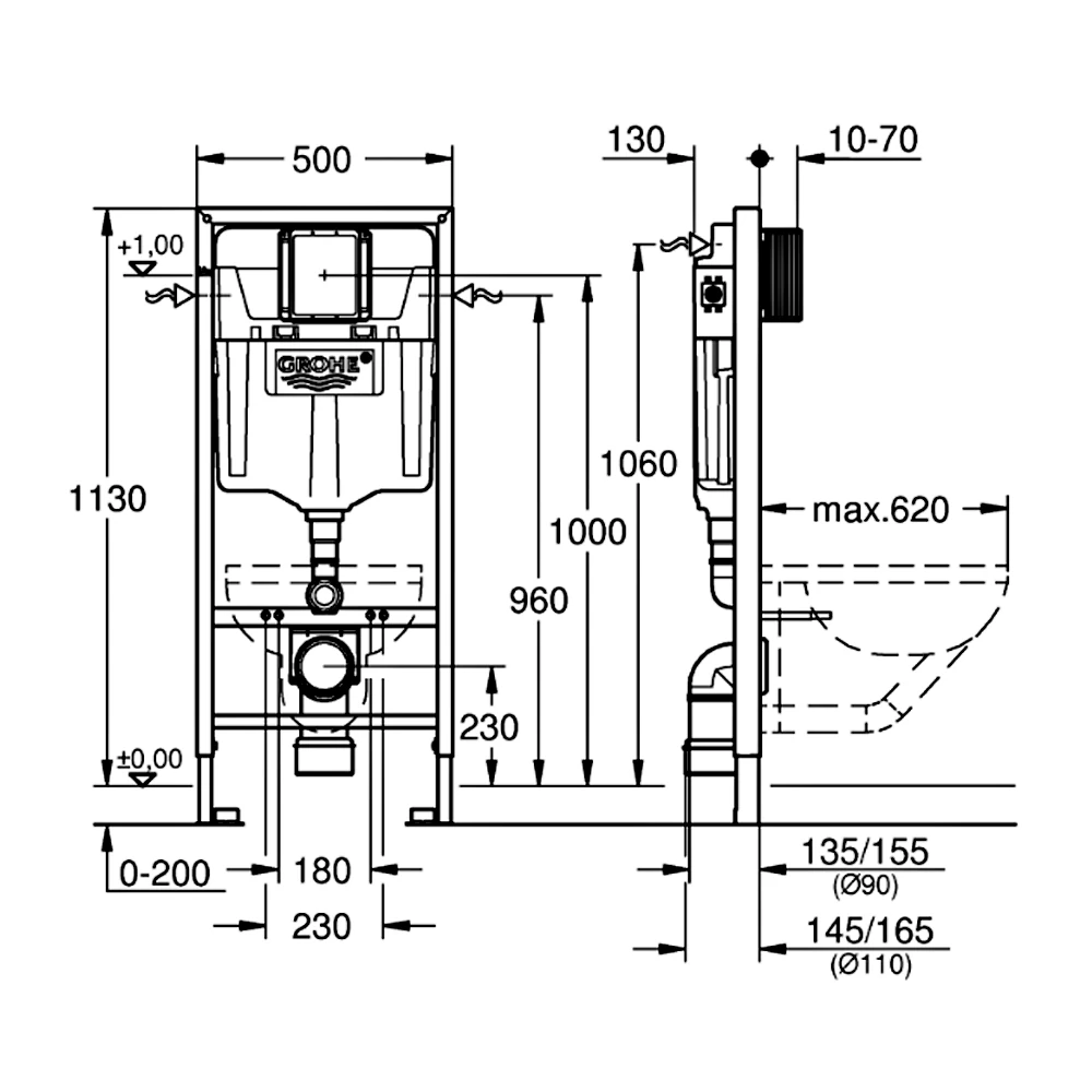 Комплект 5-в-1 Grohe Solido (39418000): унитаз подвесной безободковый с крышкой Soft close и инсталляция Rapid SL Фото - 2