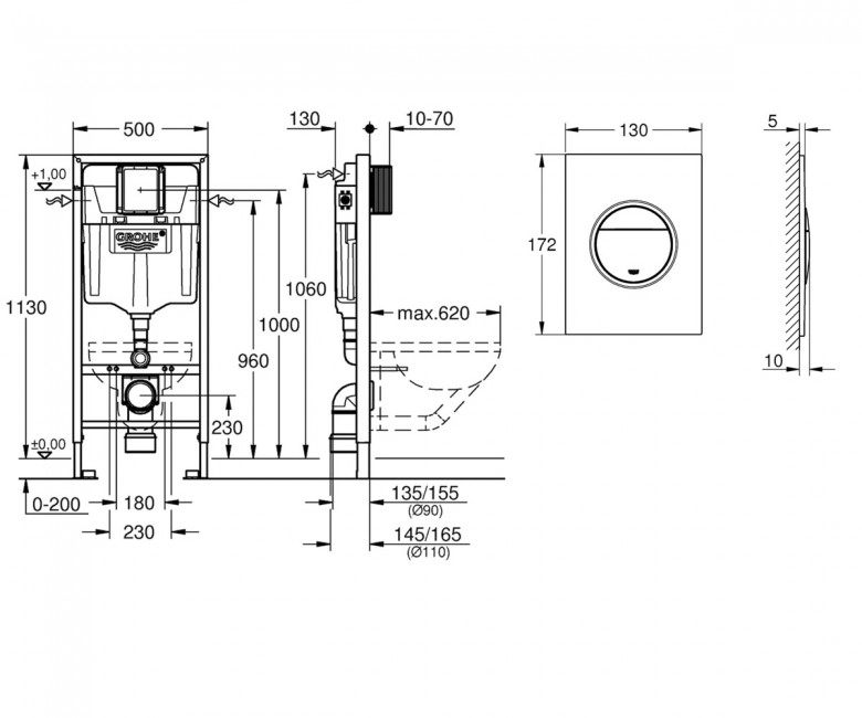 Інсталяція для унітазу 3в1 Grohe Rapid SL (39581000) Фото - 1