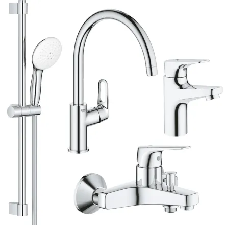 Комплект смесителей 4 в 1 Grohe Bau Flow хром (UA121640K1)