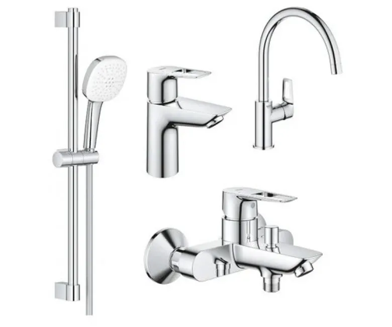 Комплект смесителей Grohe BauLoop New 4 в 1 для ванной и кухни, хром (UA123225K3)