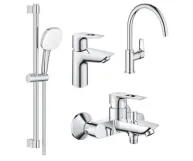 Комплект смесителей Grohe BauLoop New 4 в 1 для ванной и кухни, хром (UA123225K3)