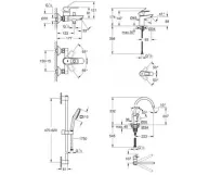 Комплект смесителей Grohe BauLoop New 4 в 1 для ванной и кухни, хром (UA123225K3) Фото - 1