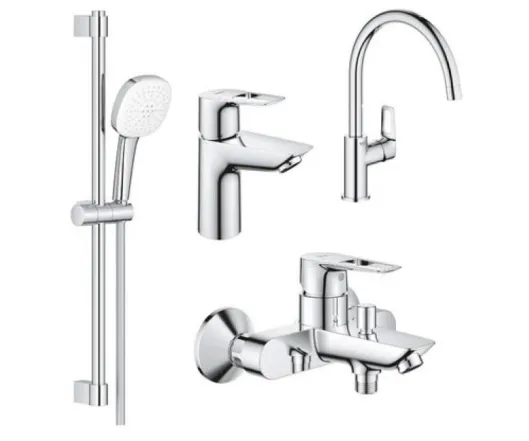 Комплект смесителей Grohe BauLoop New 4 в 1 для ванной и кухни, хром (UA123225K3)