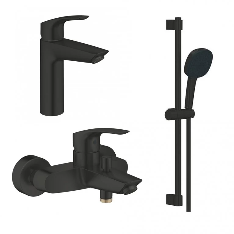 Комплект змішувачів з душем Grohe EuroSmart, чорний матовий (UA123246M243)