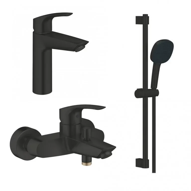 Комплект смесителей с душем Grohe EuroSmart, черный матовый (UA123246M243)