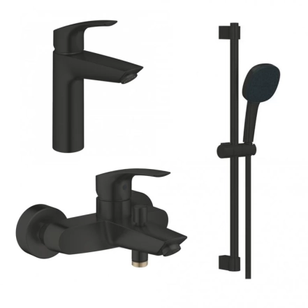 Комплект смесителей с душем Grohe EuroSmart, черный матовый (UA123246M243)