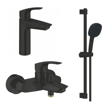 Комплект змішувачів з душем Grohe EuroSmart, чорний матовий (UA123246M243)