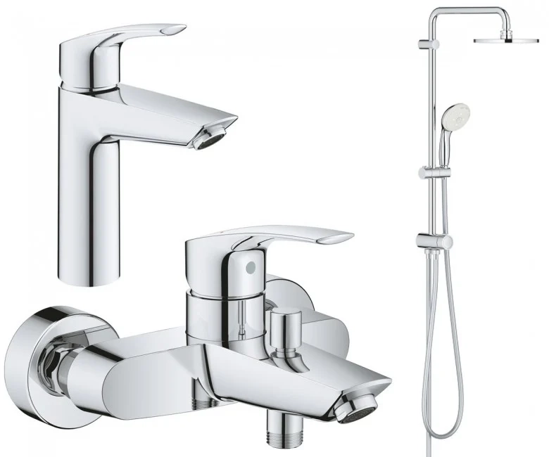 Набір змішувачів Grohe Eurosmart New 3 в 1 для ванни та душу, хром (UA123246R0)