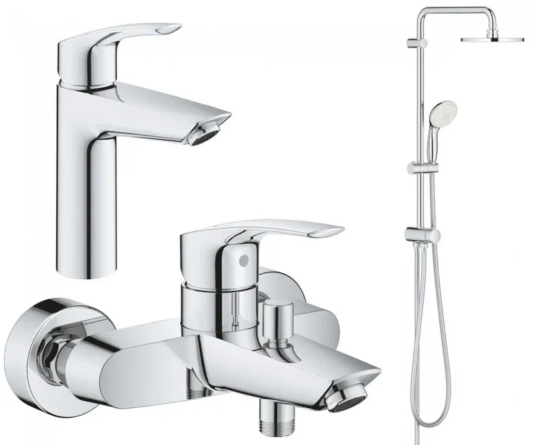 Набор смесителей Grohe Eurosmart New 3 в 1 для ванны и душа, хром (UA123246R0)