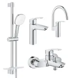 Набір змішувачів для ванни+кухня Grohe EUROSMART (23324003+33300003+26907003+33202003)