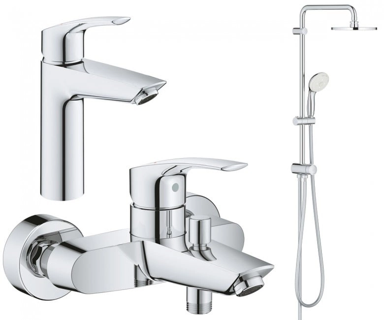 Набір змішувачів Grohe Eurosmart New 3 в 1 для ванни та душу, хром (UA123389M0)