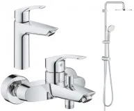 Набор смесителей Grohe Eurosmart New 3 в 1 для ванны и душа, хром (UA123389M0)