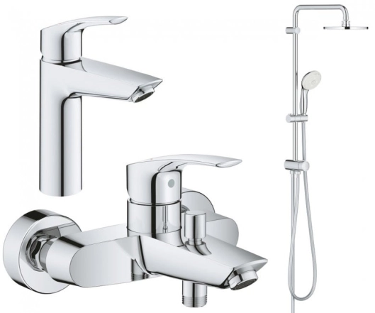 Набор смесителей Grohe Eurosmart New 3 в 1 для ванны и душа, хром (UA123389M0)
