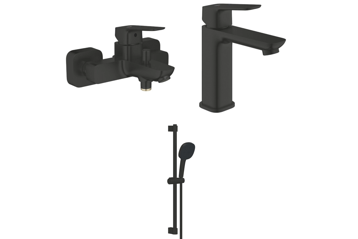 Набор смесителей для ванны Grohe CUBEO, черный матовый (1018132430+1017552430+267482433)