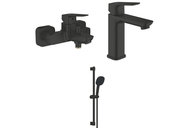Набір змішувачів для ванни Grohe CUBEO, чорний матовий (1018132430+1017552430+267482433)