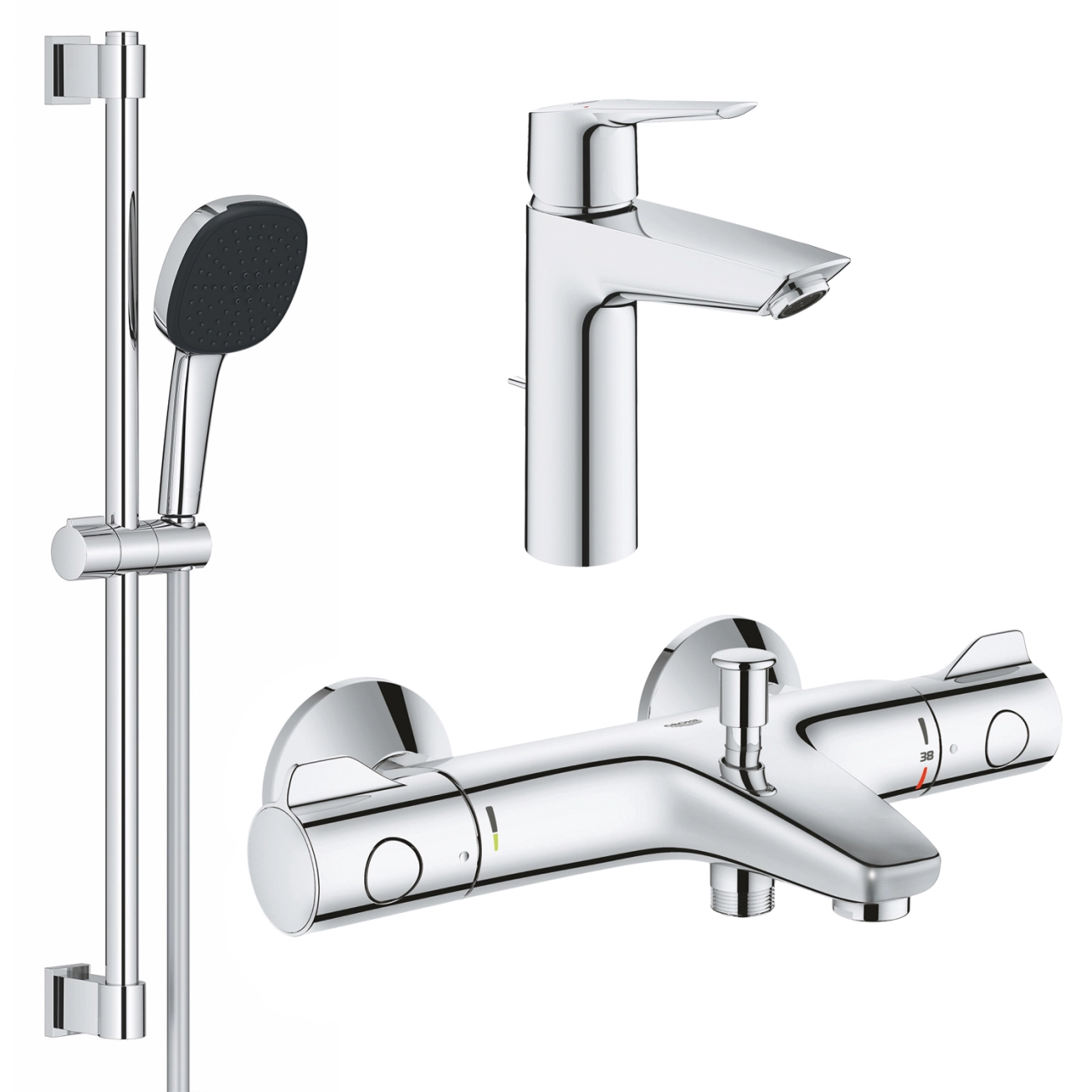 Комплект змішувачів для ванної кімнати з термостатом Grohe QuickFix UA202304TS
