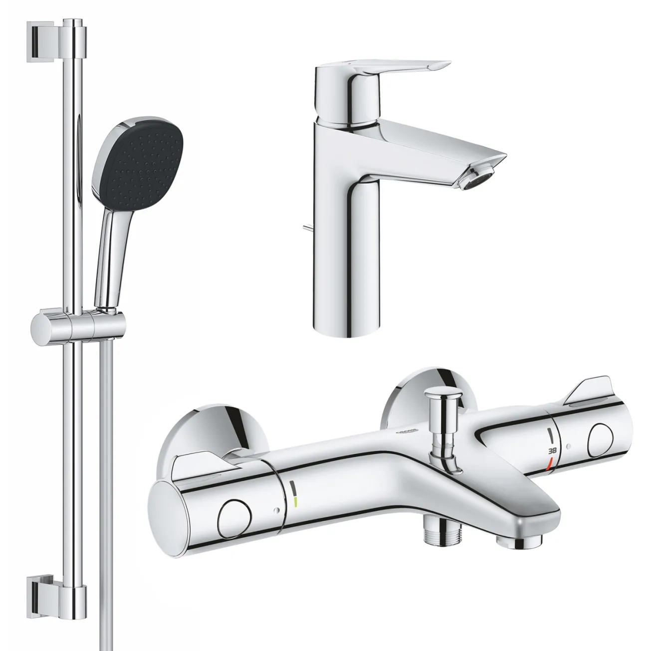 Комплект смесителей для ванной комнаты с термостатом Grohe QuickFix UA202304TS