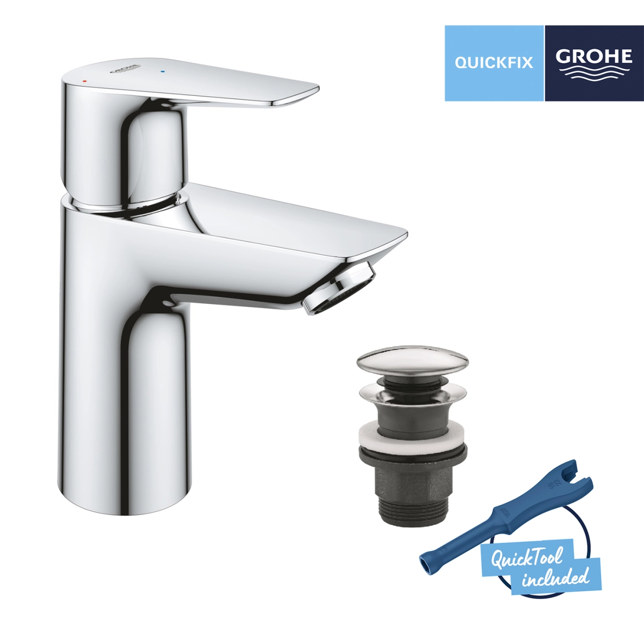 Набор смесителей Grohe Quickfix термостат для душа с душевым гарнитуром Precision Flow THM и смеситель для раковины StartEdge S-Size UA202503TE Фото - 12