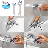 Набор смесителей Grohe Quickfix термостат для душа с душевым гарнитуром Precision Flow THM и смеситель для раковины StartEdge S-Size UA202503TE Фото - 16