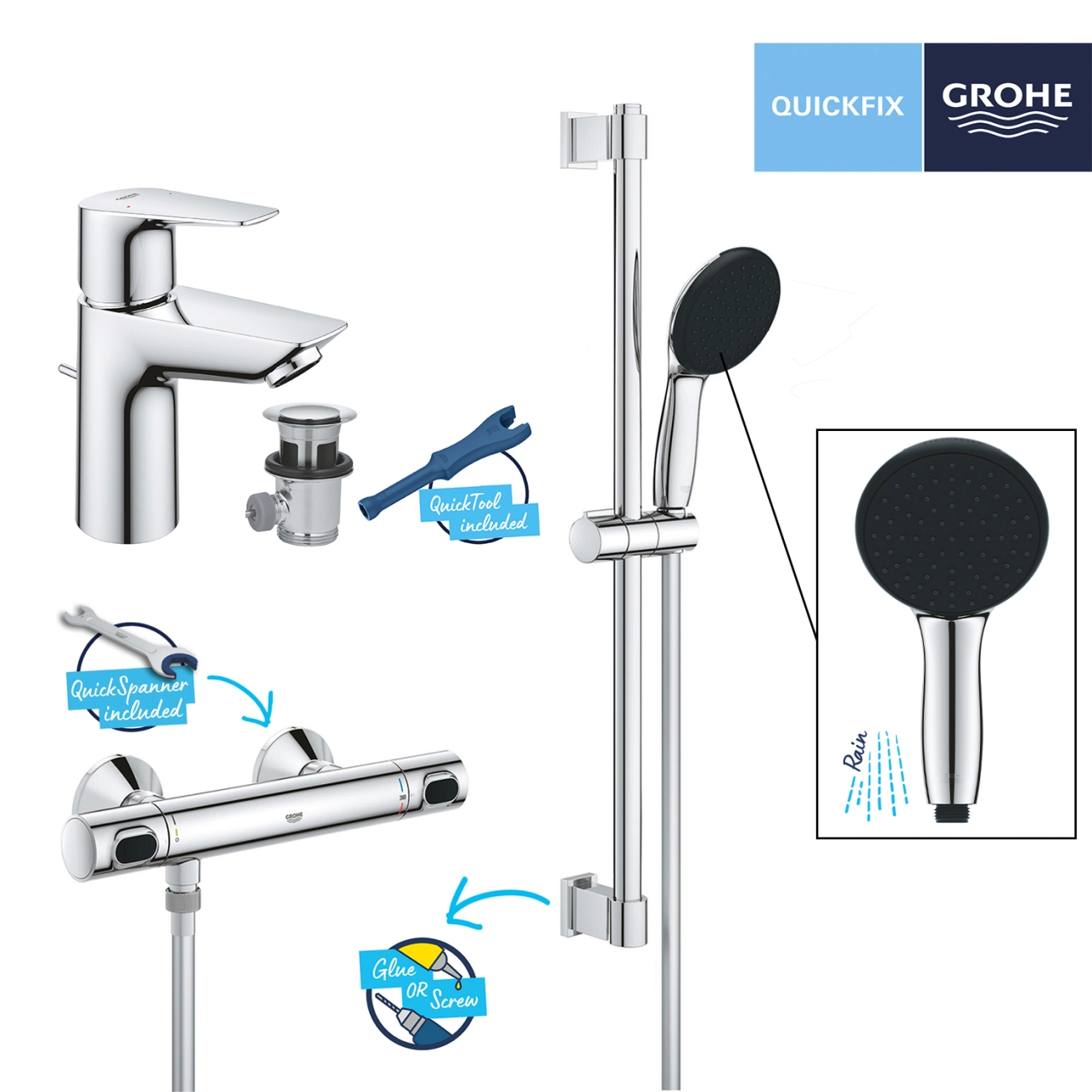 Комплект змішувачів для душу з термостатом Grohe QuickFix UA202503TS Фото - 9