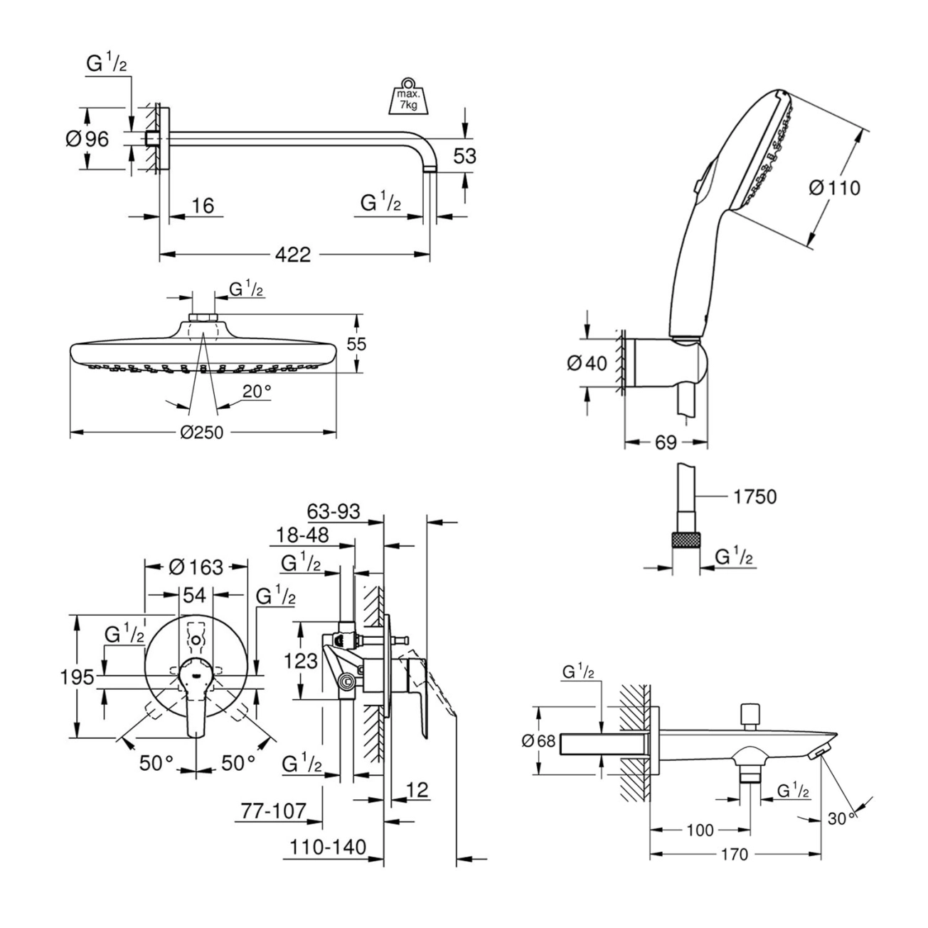 Душева система прихованого монтажу Grohe QuickFix Start UA202803R3 Фото - 1
